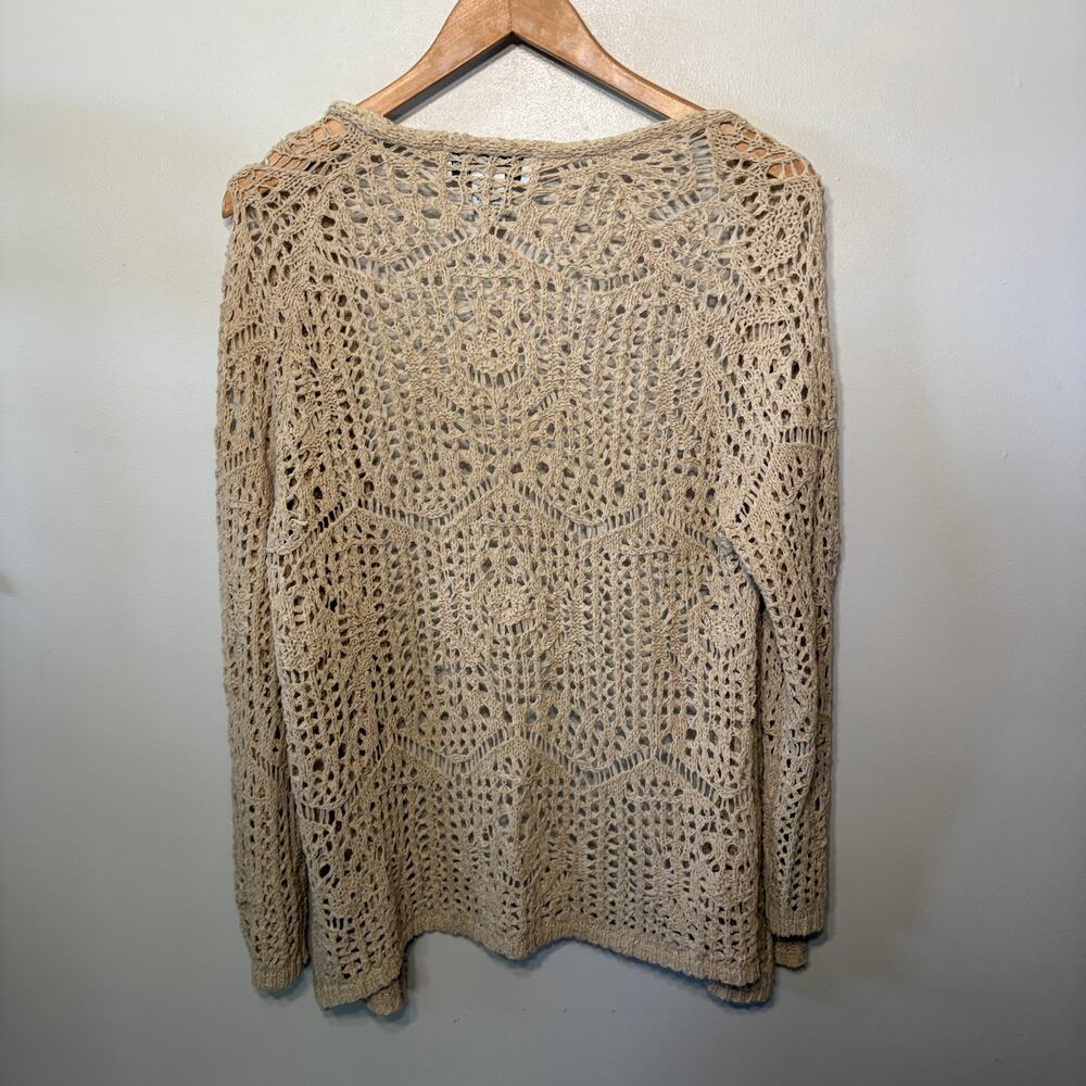 Back In The Saddle Sweater Open Knit Cardigan Ethereal Crochet Cottagecore M - Picture 4 of 6